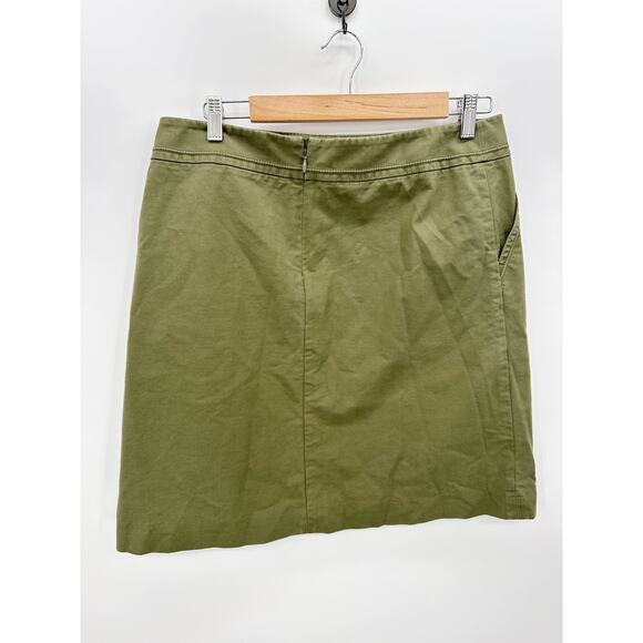 Lafayette 148 Olive Green Mini Cotton Blend Skirt Modest Feminine Womens Size 10 - Picture 2 of 6